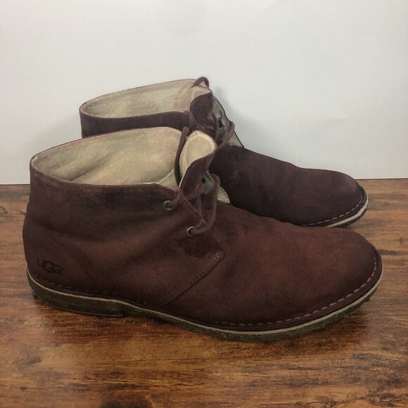 UGG Men's SZ 11.5 Leighton Leather Suede Chukka‎ Boots Mauve Dark Purple 1005487 - Picture 1 of 9